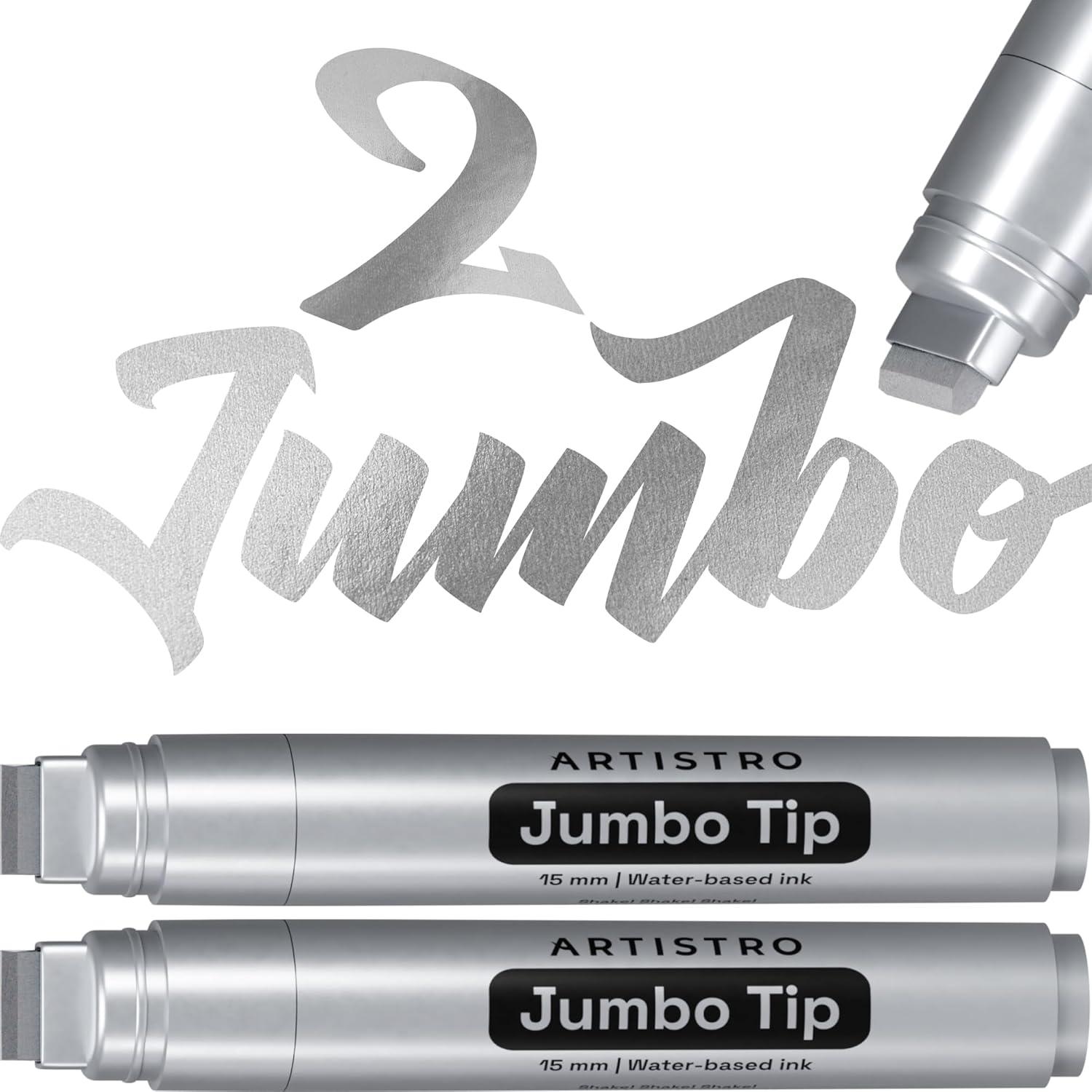 imageARTISTRO 2 White Acrylic Paint Markers 07mm Extra FineTip Paint Pens Perfect for Crafting Art Projects ampamp MoreSilver