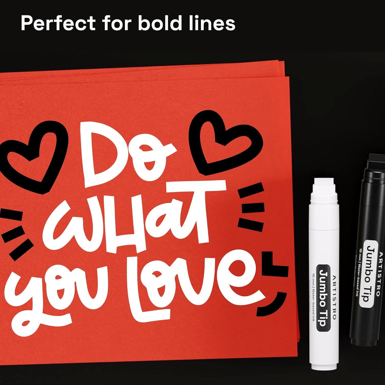 imageARTISTRO 2 White Acrylic Paint Markers 07mm Extra FineTip Paint Pens Perfect for Crafting Art Projects ampamp MoreWhite Black