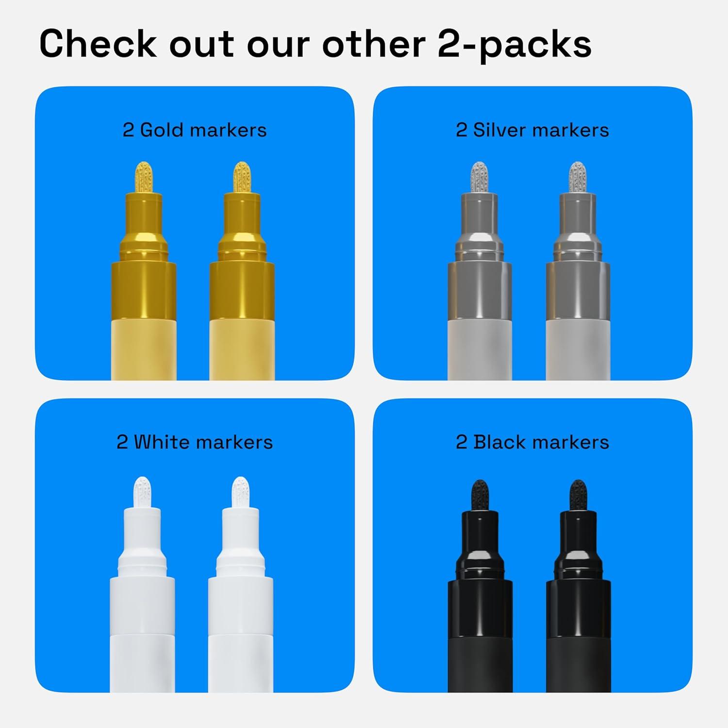 imageARTISTRO 2 White Acrylic Paint Markers 07mm Extra FineTip Paint Pens Perfect for Crafting Art Projects ampamp MoreWhite