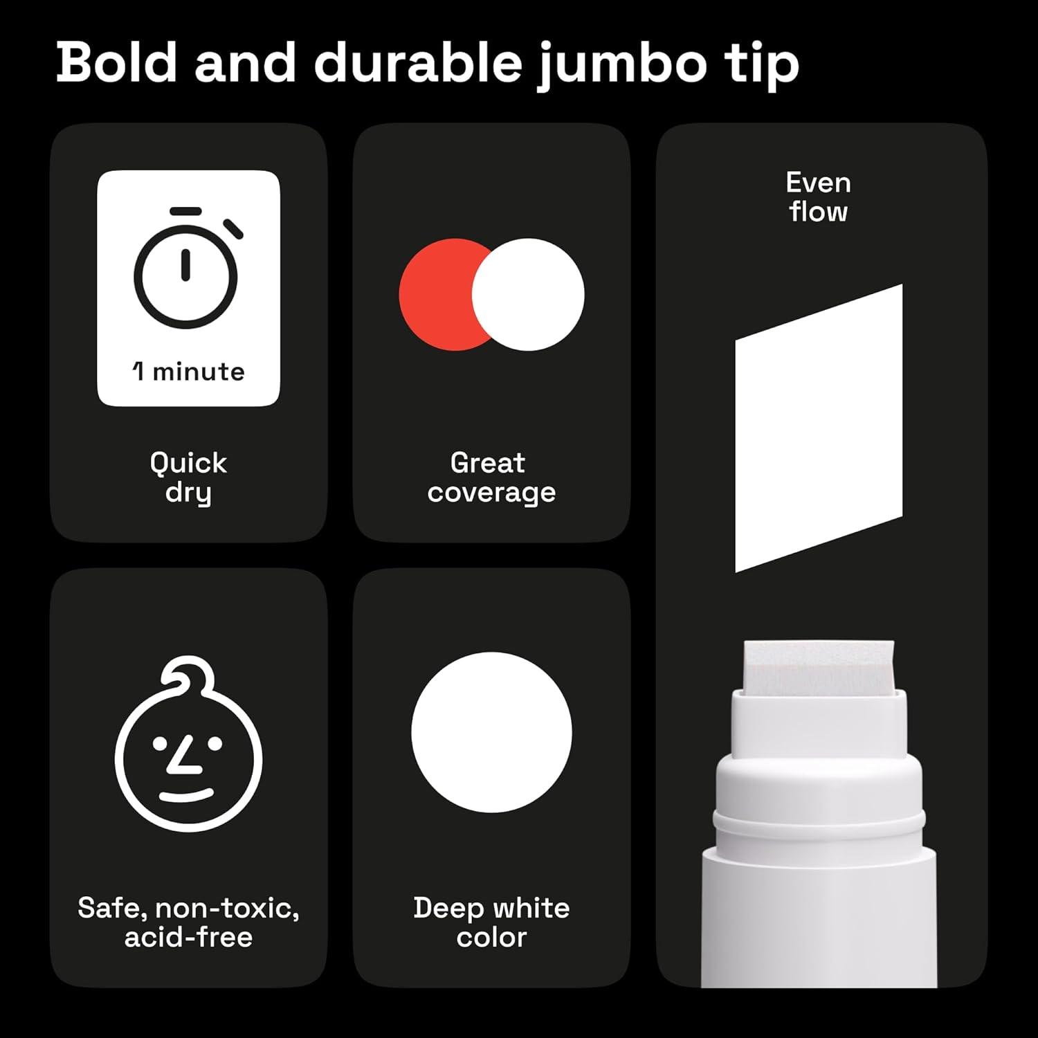 imageARTISTRO 2 White Acrylic Paint Markers 07mm Extra FineTip Paint Pens Perfect for Crafting Art Projects ampamp MoreWhite