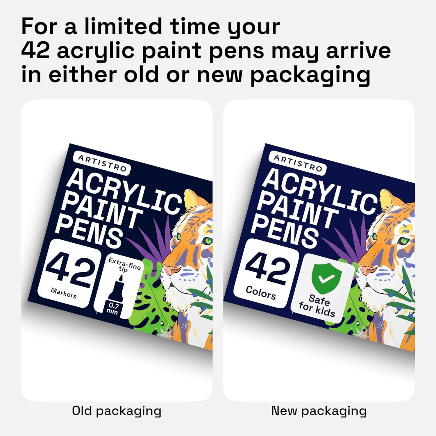 imageARTISTRO 30 Acrylic Paint Pens Art Set Acrylic Paint Markers Fabric Markers for Textile Canvas Rock Glass Wood Paper DIY for Kids and Adults Extra Fine42 Extra Fine Tip