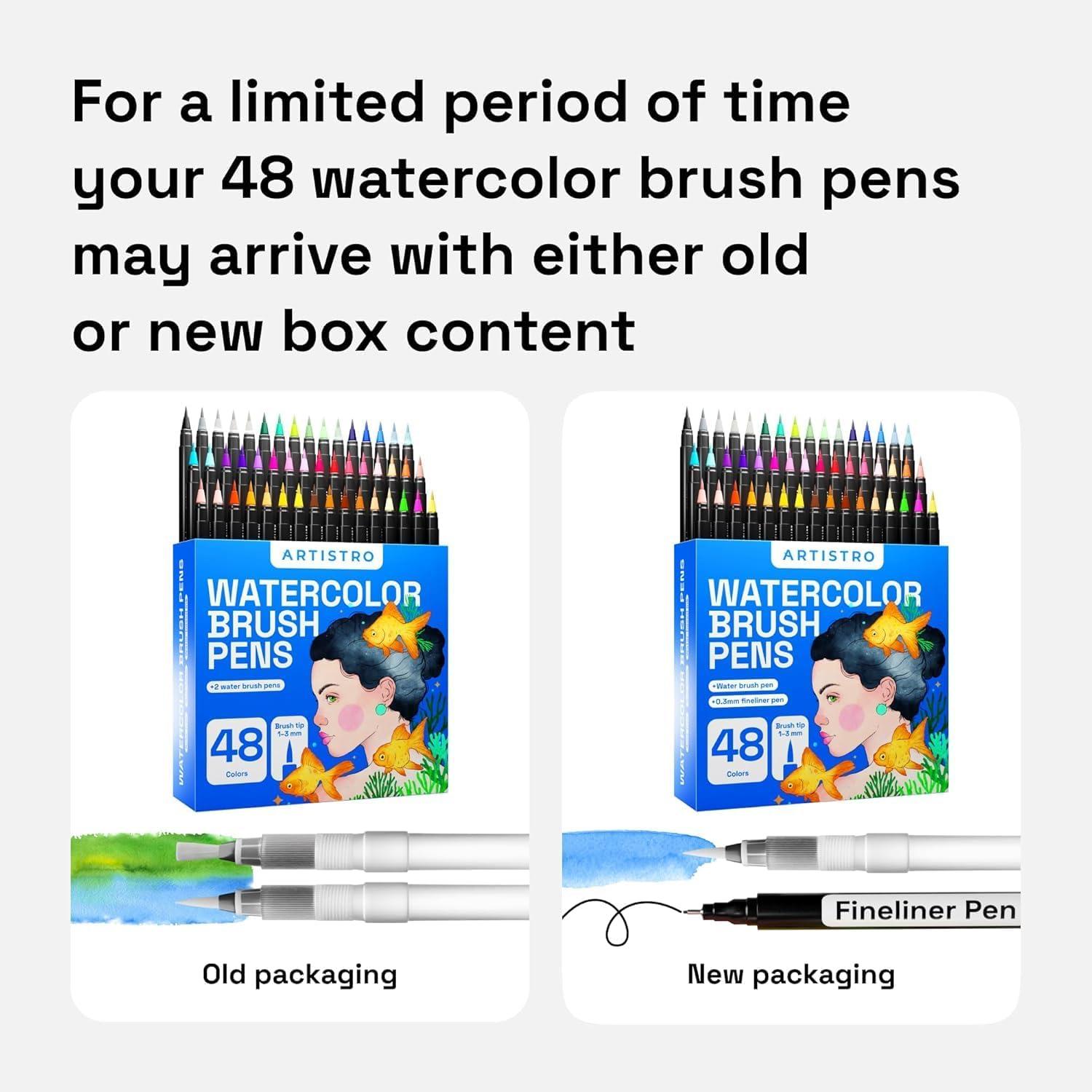 imageARTISTRO 48 Watercolor Markers with Flexible Paint Brush Pens for Pros ampamp Beginners Consistent Smooth Bright Washable NonToxic Ideal for Coloring Calligraphy ampamp Manga48 Brush Tip