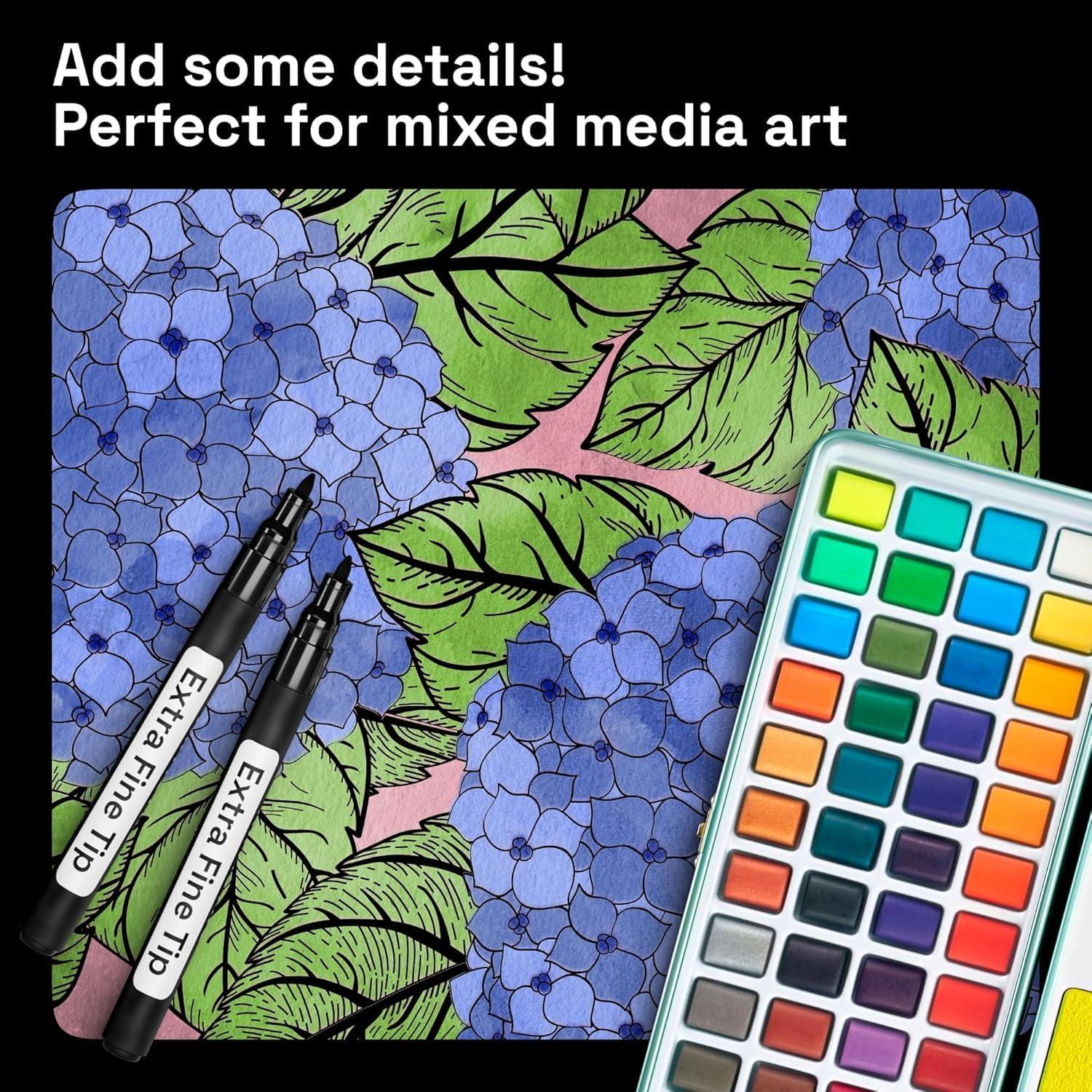 imageARTISTRO 5 White Paint Pen for Rock Painting Stone Ceramic Glass Wood Tire Fabric Metal Canvas Set of 5 Acrylic Paint White Marker Waterbased Extrafine TipBlack