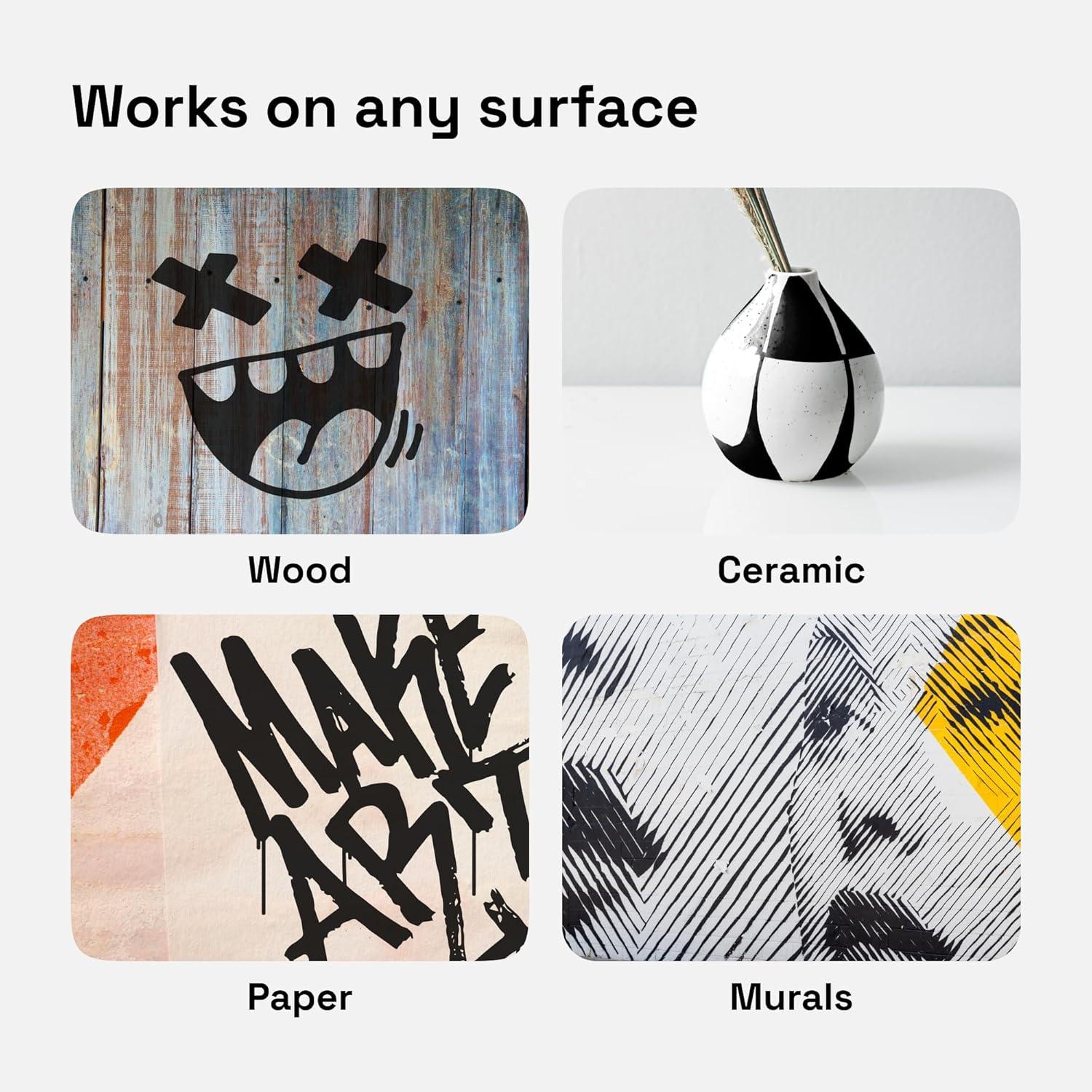 imageARTISTRO 5 White Paint Pen for Rock Painting Stone Ceramic Glass Wood Tire Fabric Metal Canvas Set of 5 Acrylic Paint White Marker Waterbased Extrafine TipBlack