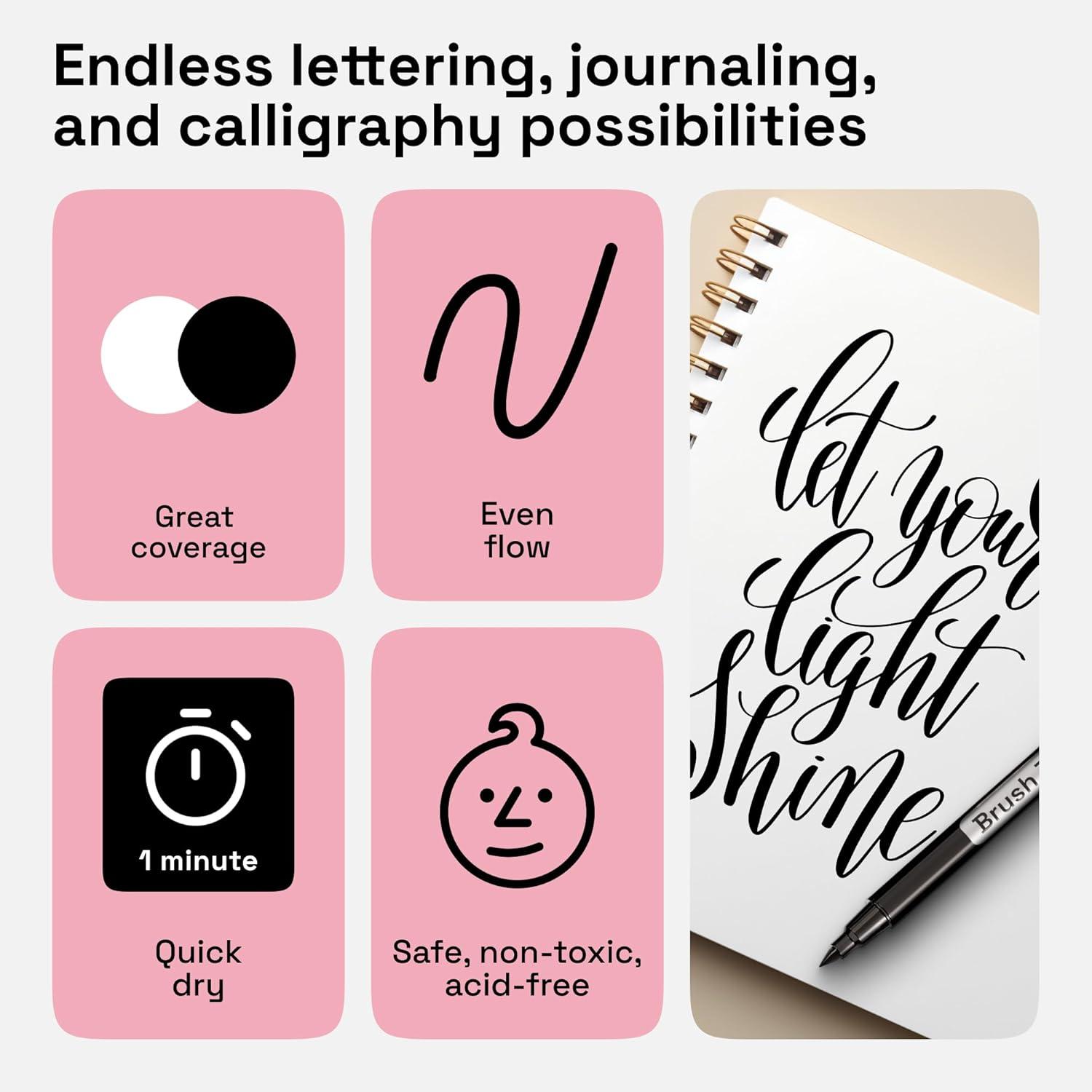 imageARTISTRO 5 White Paint Pen for Rock Painting Stone Ceramic Glass Wood Tire Fabric Metal Canvas Set of 5 Acrylic Paint White Marker Waterbased Extrafine TipBlack