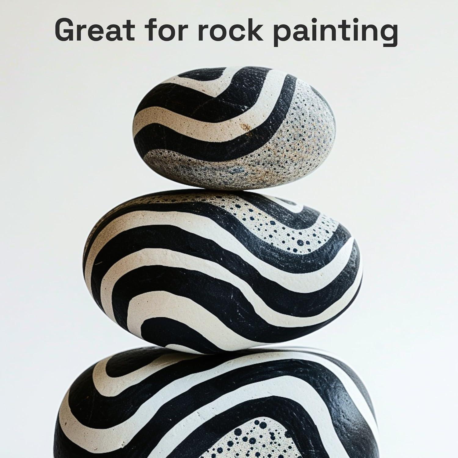 imageARTISTRO 5 White Paint Pen for Rock Painting Stone Ceramic Glass Wood Tire Fabric Metal Canvas Set of 5 Acrylic Paint White Marker Waterbased Extrafine TipBlack