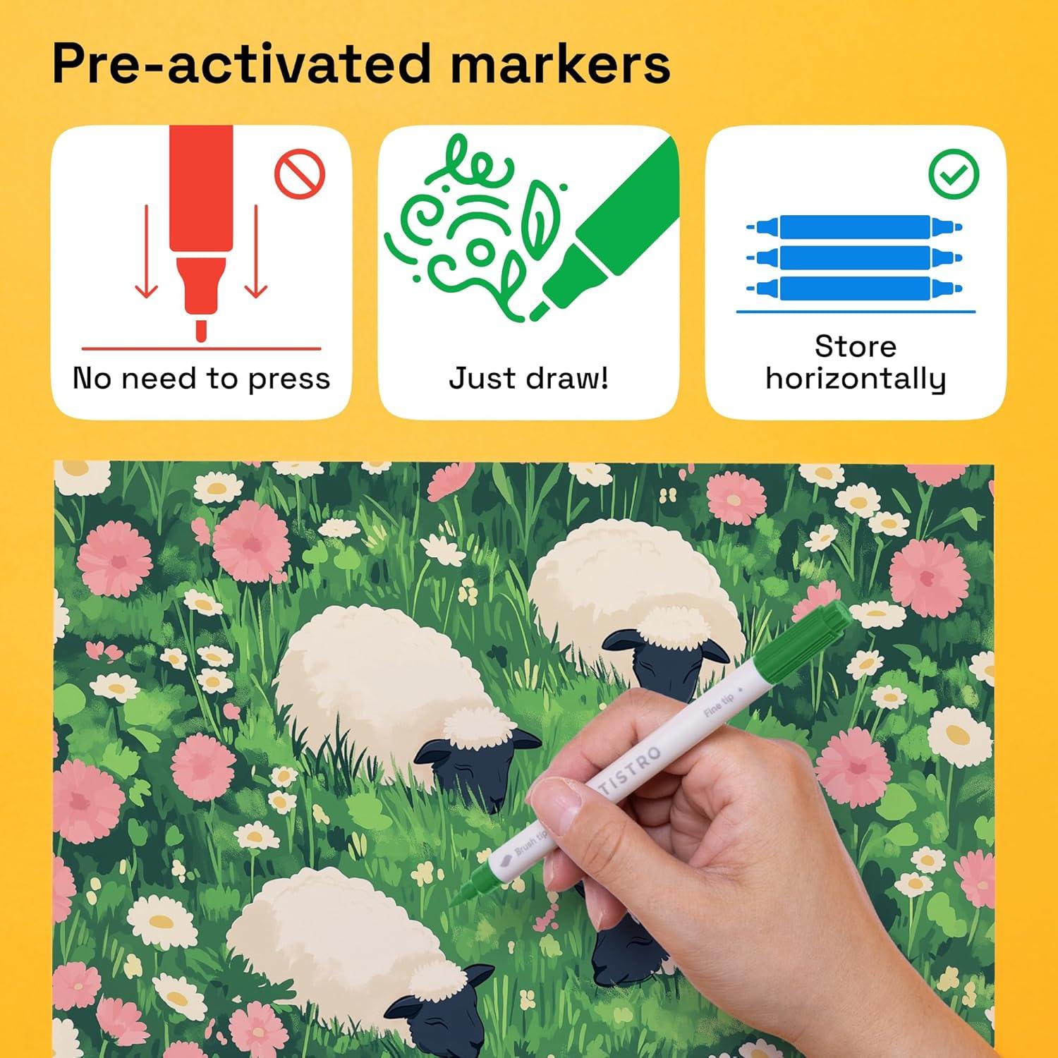 imageARTISTRO 60 Acrylic Paint Pens Dual Tip Brush Fine Ideal for Calligraphy Acrylic Paint Markers for Fabric Rock Glass Wood DIY Art Supplies Stocking Stuffers Christmas Gift Idea