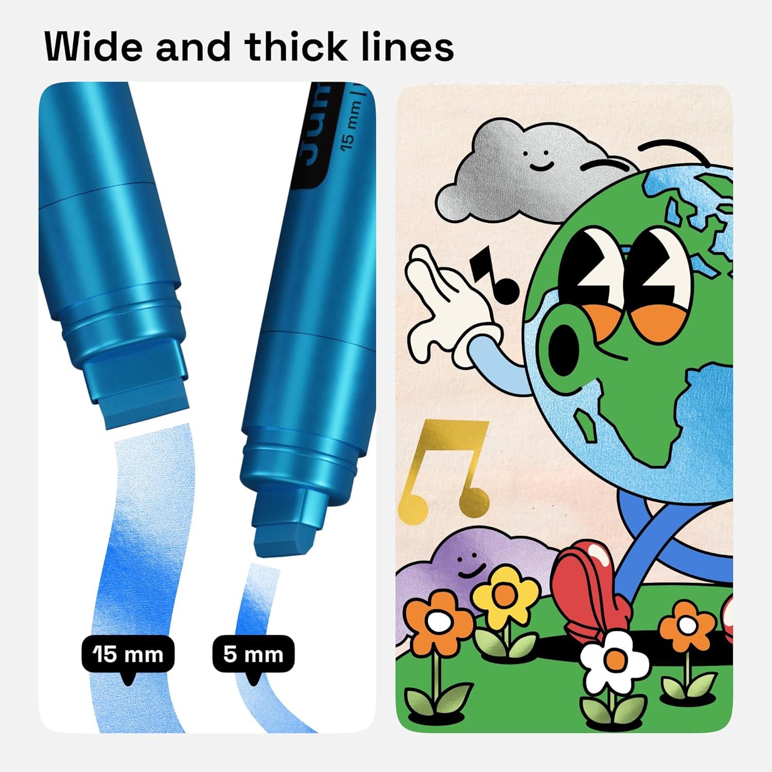 imageARTISTRO 8 Metallic Poster Markers Jumbo Markers Set with 15mm Wide Jumbo Tip for Murals Posters Tagging Rock Wood Plastic Leather Metal Fabric Ceramic20 Jumbo