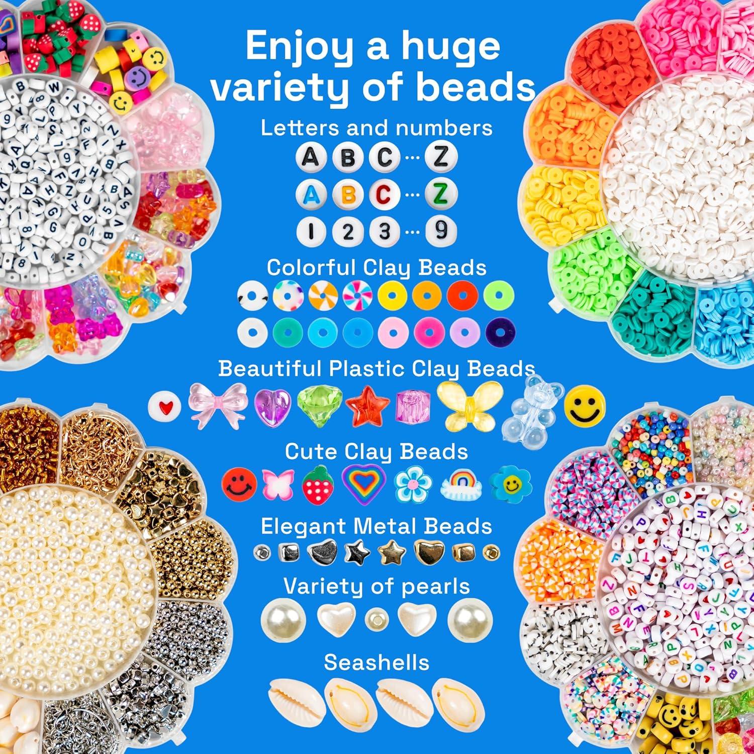 imageARTISTRO Bracelet Making Kit Friendship Bracelet Kit for Jewelry Making with Pearl Beads Clay Beads Letters Stars Flowers Hearts Pink Kandi Beads Set for Girls Boys and AdultsMulticolor