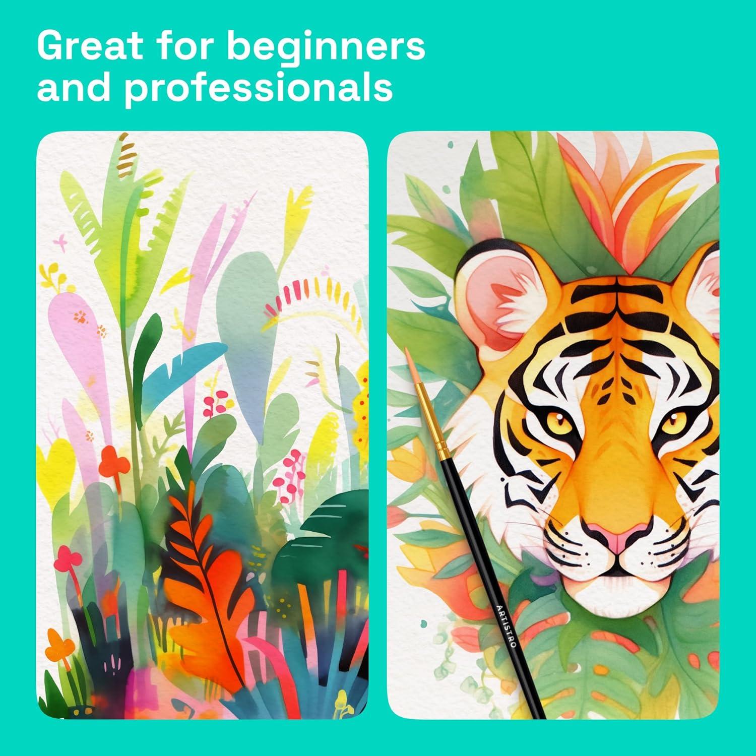 imageARTISTRO Metallic Watercolor Paints Set of 18 Palette set Including 12 Metallic Glitter Watercolor and 6 Chameleon Colors Perfect Travel Watercolor Set for Artists Amateur Hobbyists and Painting Lovers24 colors Portable Travel