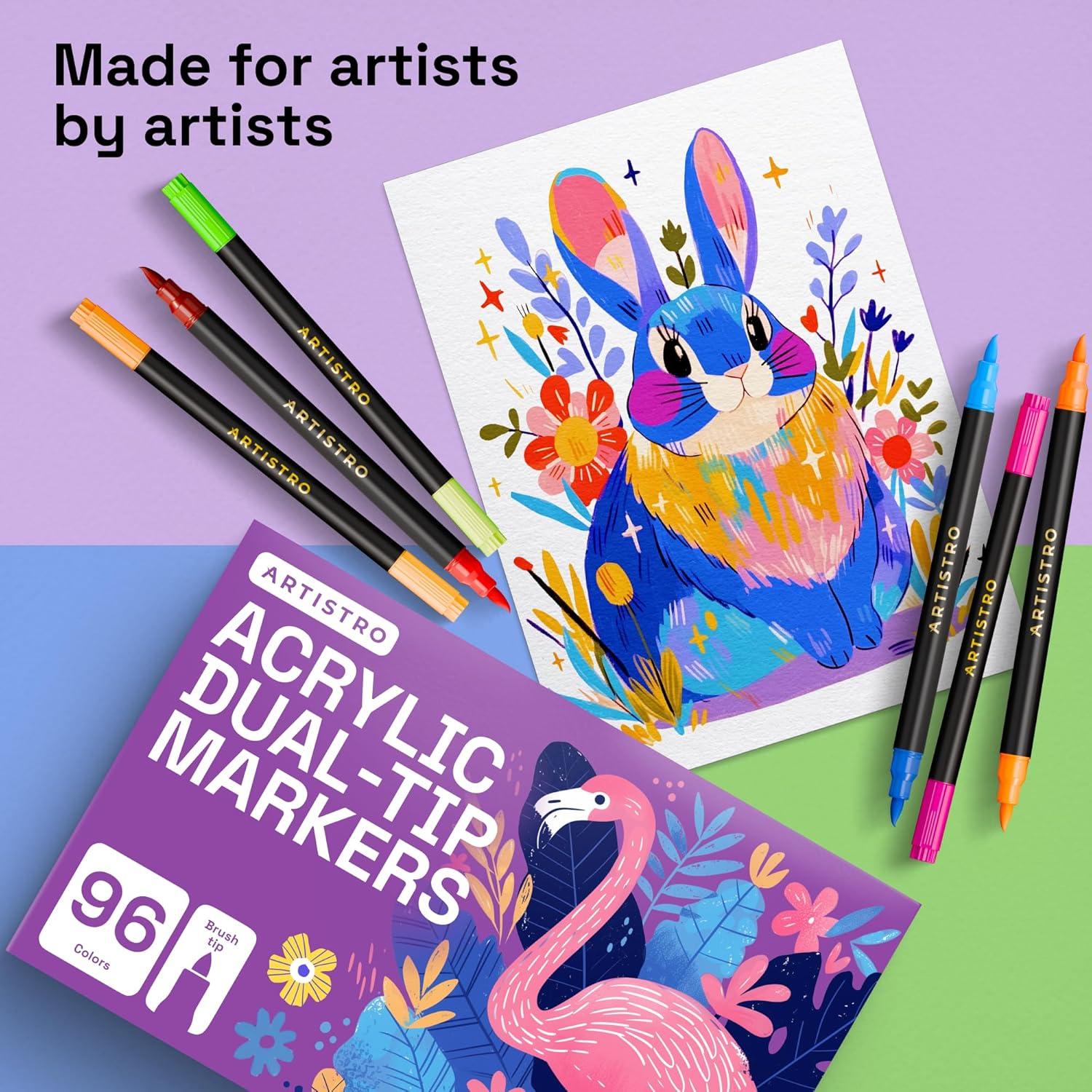 imageARTISTRO Paint Markers Acrylic Pens for Rock Glass Fabric DIY Art Supplies 16 Brush Tip Markers48