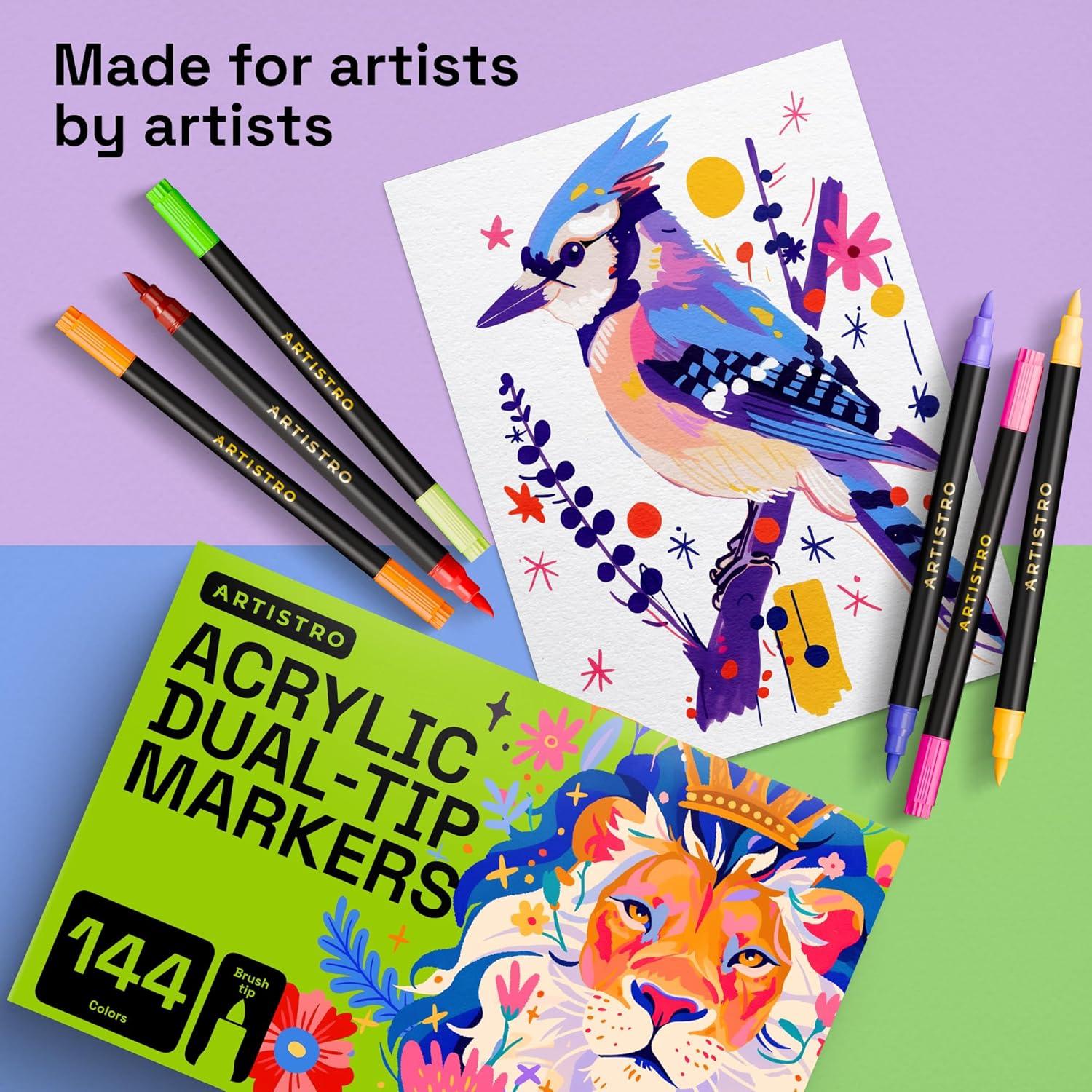 imageARTISTRO Paint Markers Acrylic Pens for Rock Glass Fabric DIY Art Supplies 16 Brush Tip Markers72