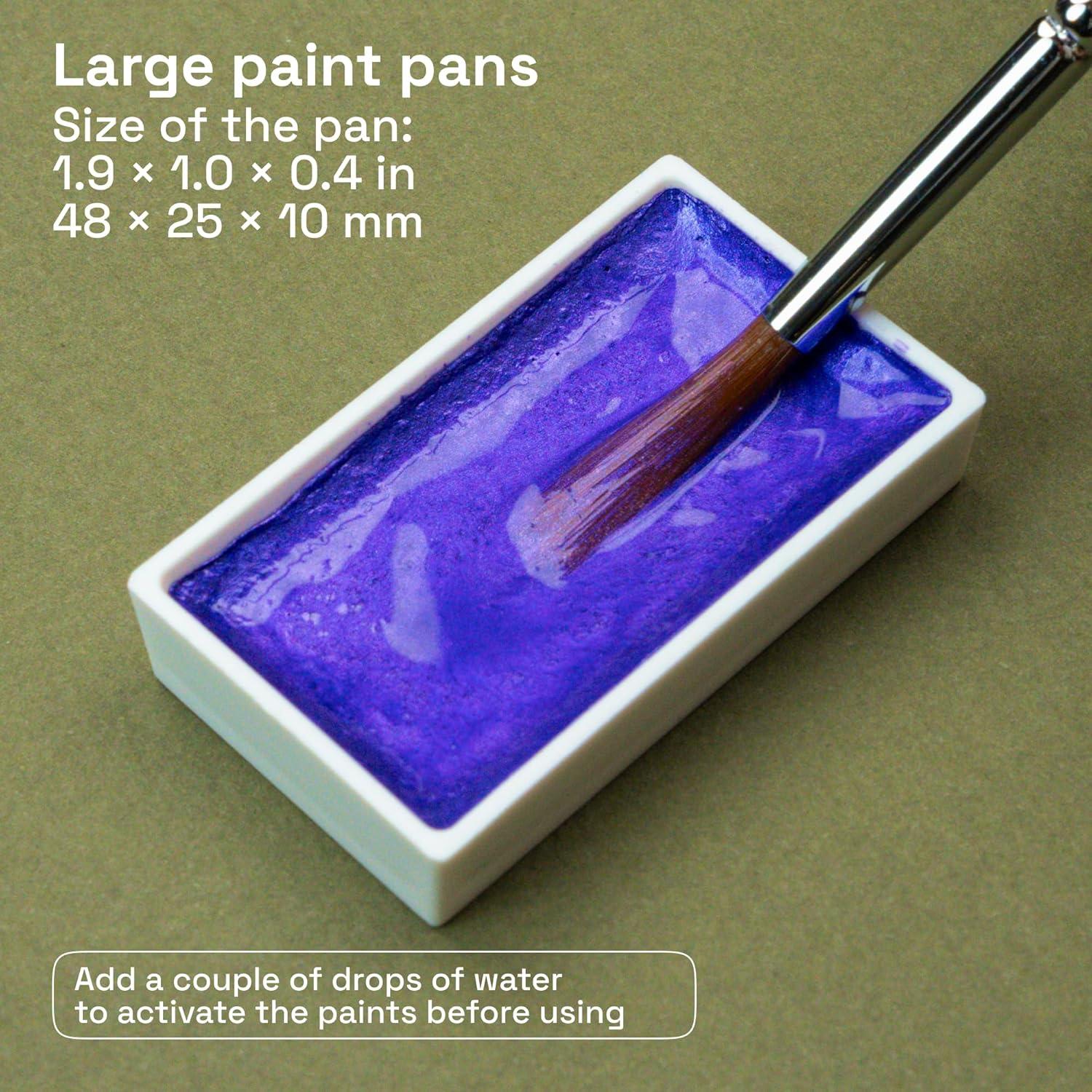 imageARTISTRO Professional Watercolor Paint Set for Adults 48 PigmentRich Colors XL Pans ASTMI Lightfastness High Tinting Strength Watercolor Set for Professionals made by professionals24 Metallic Colors