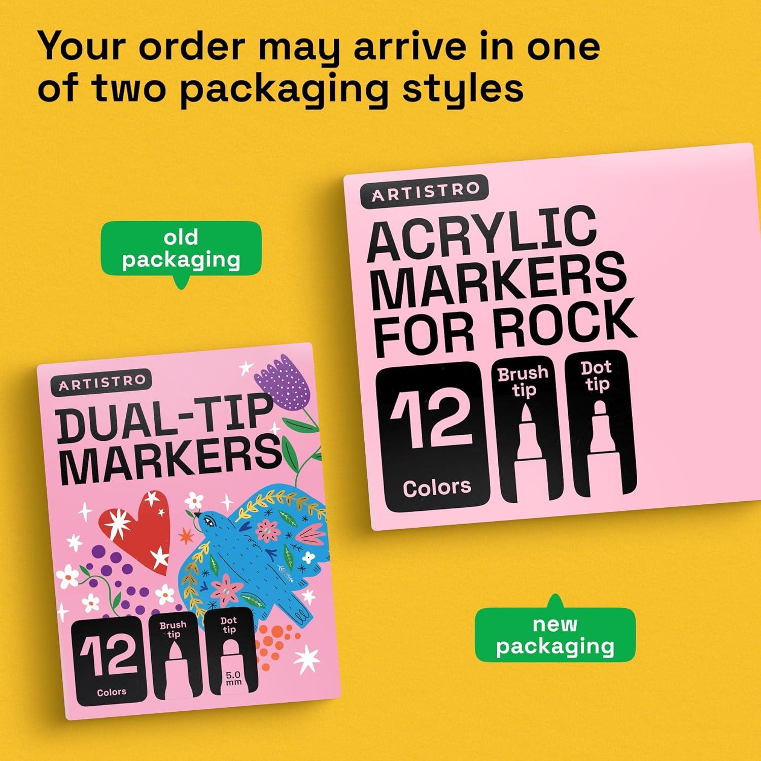 imageARTISTRO Rock Acrylic Paint Markers Rock Painting Kit for Arts ampamp Crafts Dual Tip Acrylic Paint Pens12 Colors