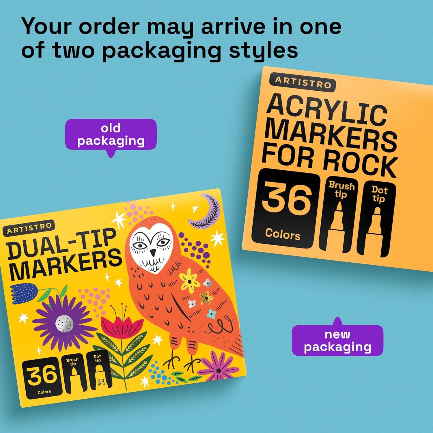 imageARTISTRO Rock Acrylic Paint Markers Rock Painting Kit for Arts ampamp Crafts Dual Tip Acrylic Paint Pens36 Colors