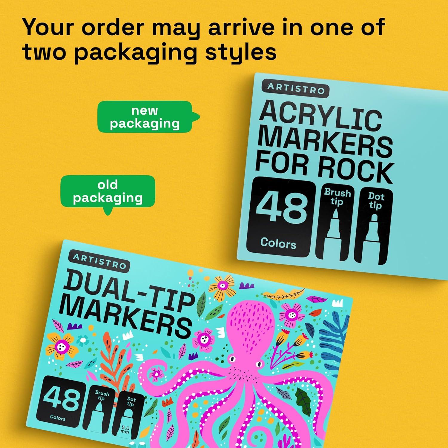 imageARTISTRO Rock Acrylic Paint Markers Rock Painting Kit for Arts ampamp Crafts Dual Tip Acrylic Paint Pens48 Colors