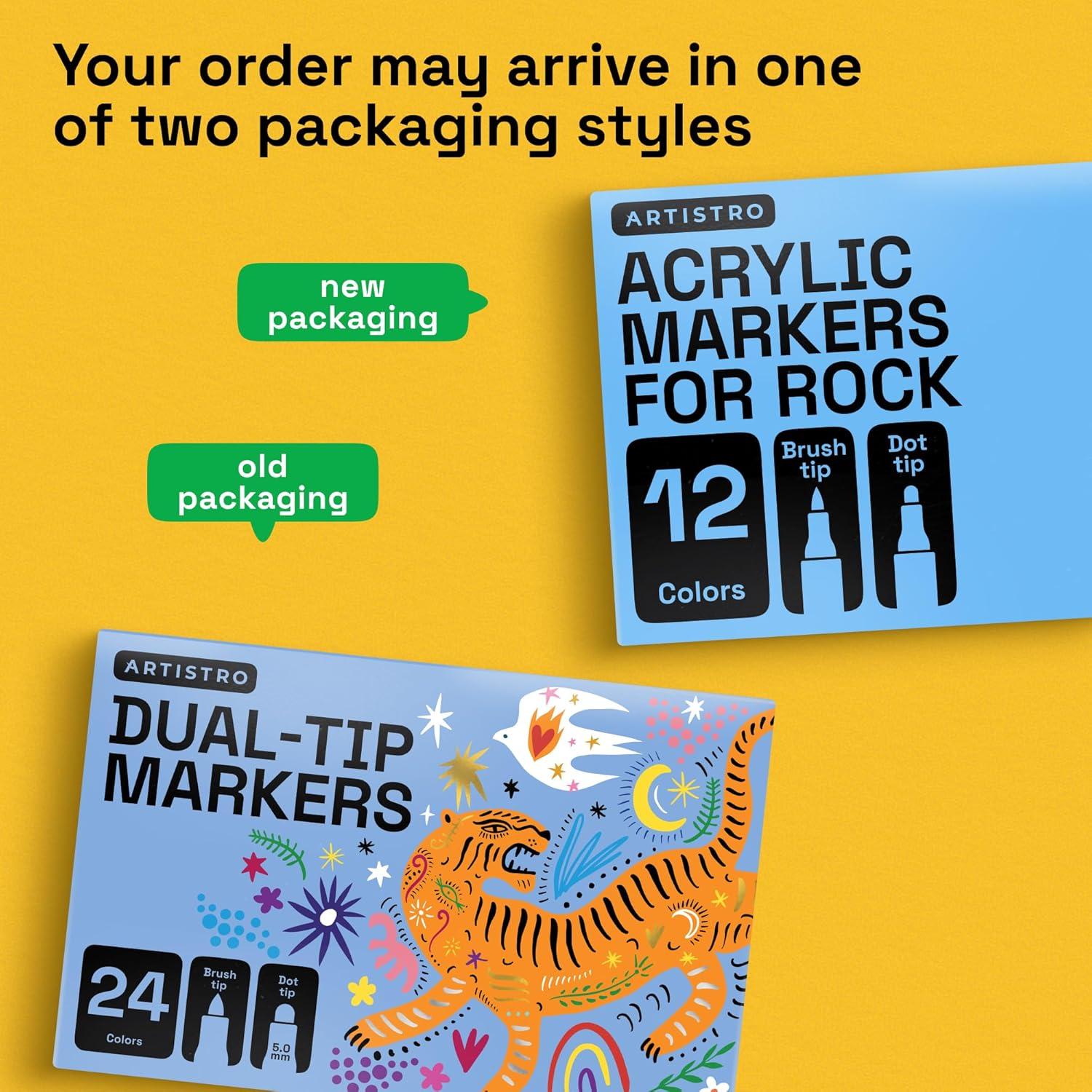 imageARTISTRO Rock Acrylic Paint Markers Rock Painting Kit for Arts ampamp Crafts Dual Tip Acrylic Paint PensMulticolor