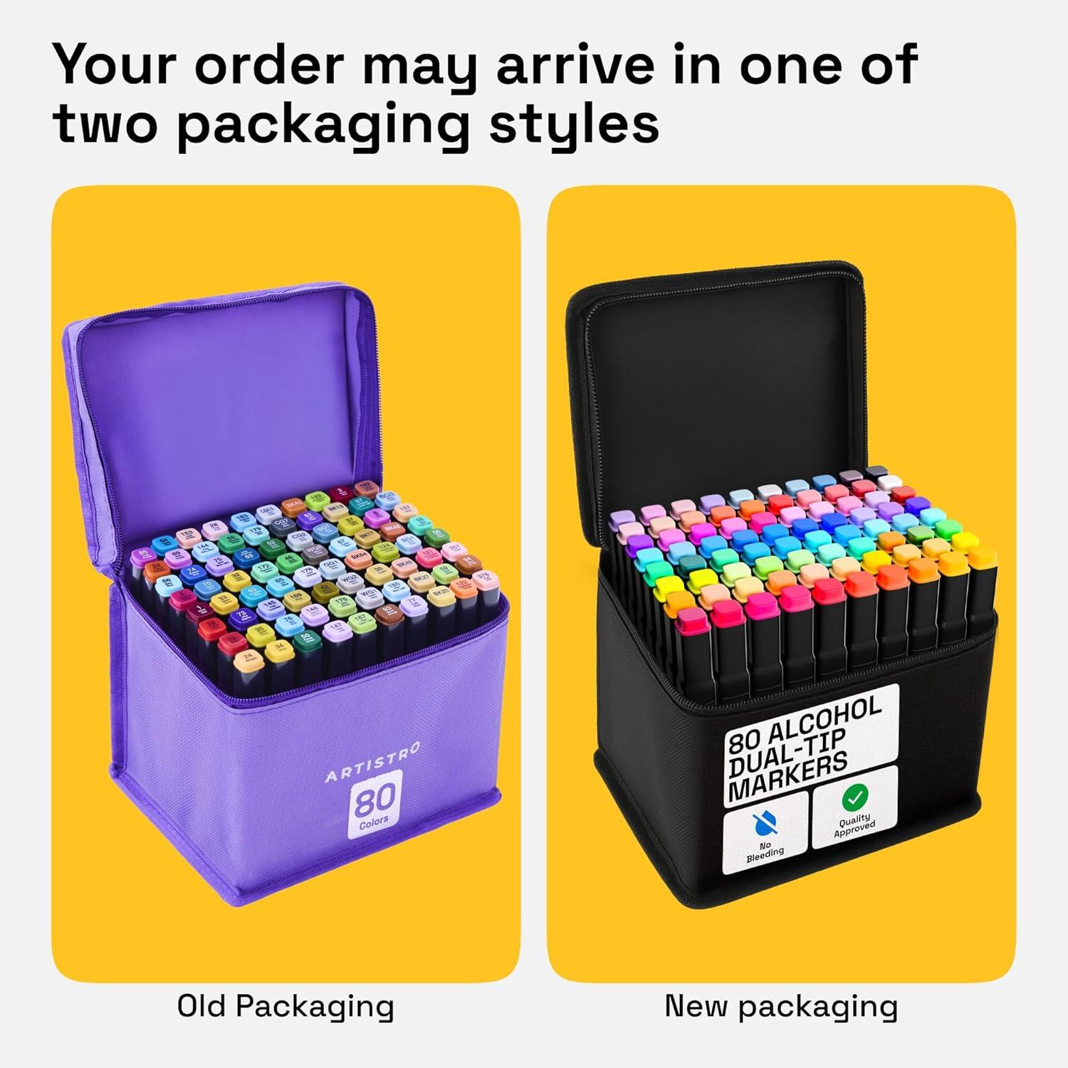 imageAlcohol Dual Tip Markers Set of 60 with No Bleed Ink Bonus Case and Vibrant FadeResistant Colors Art Supplies for Sketching Manga Drawing Adult Coloring Books Card Making Fine ampamp Chisel80 Markers