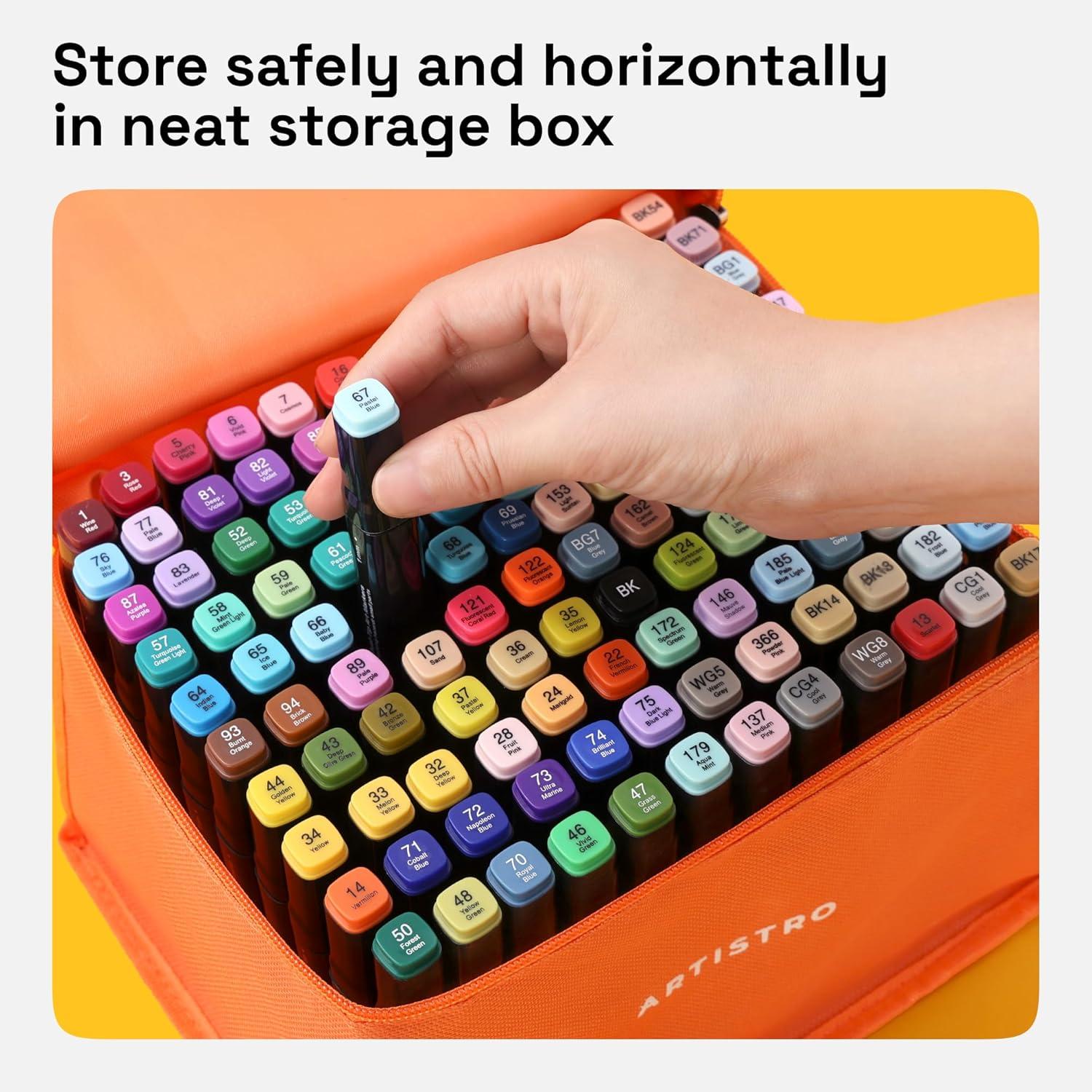 imageAlcohol Dual Tip Markers Set of 60 with No Bleed Ink Bonus Case and Vibrant FadeResistant Colors Art Supplies for Sketching Manga Drawing Adult Coloring Books Card Making Fine ampamp Chisel120 Markers