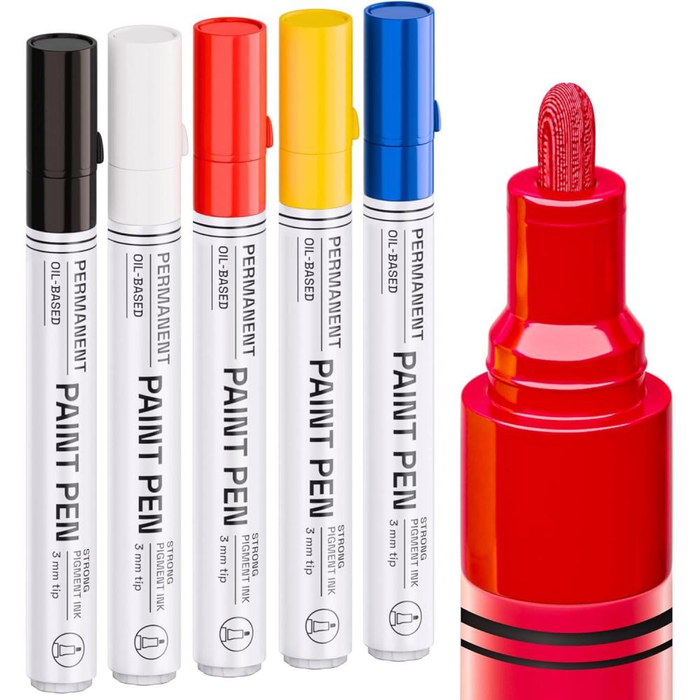 imageARTISTRO 12 Oilbased Gold ampamp Silver Paint Pens 07mm ExtraFine Markers for Tire Wood Rock Fabric Glass Ceramic Metal Plastic and More Quick Dry WaterproofMulticolor