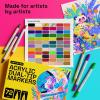 ARTISTRO 12 Acrylic Paint Pens – Dual Tip Brush + Fine Ideal for Calligraphy – Acrylic Paint Markers for Fabric, Rock, Glass, Wood, DIY – Art Supplies, Stocking Stuffers, Christmas Gift Idea(72)