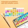 ARTISTRO 50 Colors Watercolor Paint Set – Portable Paint Set with Palette and Brush Pens – Travel Water Color Kit for Adults, Professionals, Kids – Art and Painting Supplies – Christmas Gift Idea(50 Metallic Watercolor Paint Set)