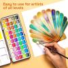 ARTISTRO 50 Colors Watercolor Paint Set – Portable Paint Set with Palette and Brush Pens – Travel Water Color Kit for Adults, Professionals, Kids – Art and Painting Supplies – Christmas Gift Idea(50 Metallic Watercolor Paint Set)