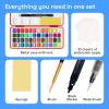 ARTISTRO Watercolor Paint Set in Portable Box, Includes Metallic and Fluorescent Paints, 2 x Brushes, Watercolour Paper, Acrylic Markers, Travel kit for Artist and Beginners(50 Colors)