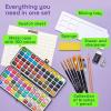 ARTISTRO Watercolor Paint Set in Portable Box, Includes Metallic and Fluorescent Paints, 2 x Brushes, Watercolour Paper, Acrylic Markers, Travel kit for Artist and Beginners(100 Colors)