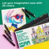 Alcohol Dual Tip Markers Set of 36 with No Bleed Ink, Bonus Case and Vibrant Fade-Resistant Colors, Art Supplies for Sketching, Manga, Drawing, Adult Coloring Books, Card Making (Fine & Chisel)(24 markers)