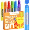 ARTISTRO 100% Washable Tempera Paint Sticks for Kids – 12 Non-toxic Paint Markers for Kids – Color Sticks with Twist Design(6 Markers)