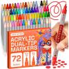 ARTISTRO 12 Acrylic Paint Markers for Rock, Fabric, Wood, Glass, Craft, Decoration – Dual-Tip Paint Pens – Stocking Stuffers, Christmas Gift Idea for Teens, Grandkids, Kids – Art Supplies(72)