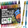 ARTISTRO 12 Acrylic Paint Markers for Rock, Fabric, Wood, Glass, Craft, Decoration – Dual-Tip Paint Pens – Stocking Stuffers, Christmas Gift Idea for Teens, Grandkids, Kids – Art Supplies(24)