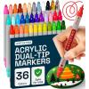 ARTISTRO 12 Acrylic Paint Markers for Rock, Fabric, Wood, Glass, Craft, Decoration – Dual-Tip Paint Pens – Stocking Stuffers, Christmas Gift Idea for Teens, Grandkids, Kids – Art Supplies(36)