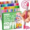 ARTISTRO 12 Acrylic Paint Markers for Rock, Fabric, Wood, Glass, Craft, Decoration – Dual-Tip Paint Pens – Stocking Stuffers, Christmas Gift Idea for Teens, Grandkids, Kids – Art Supplies(60)