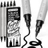 ARTISTRO 12 Acrylic Paint Pens – Dual Tip Brush + Fine Ideal for Calligraphy – Acrylic Paint Markers for Fabric, Rock, Glass, Wood, DIY – Art Supplies, Stocking Stuffers, Christmas Gift Idea(5)