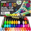 ARTISTRO 12 Dual-Tip Fabric Markers – Fabric Decorating Kit – Permanent for Clothes – Acrylic Paint Pens for Sneakers, Bags, Shoes, Textile, Canvas, Sewing, Craft, DIY – Brush and Fine Tip(36 Multicolor)