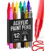 ARTISTRO 12 Metallic Paint Pens for Glass, Rock Painting, Ceramic, Wood, Fabric, Pebbles, Scrapbook Journals, Photo Albums, Card Stocks – Acrylic Paint Markers Extra-Fine Tip 0.7mm(Regular)