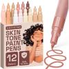ARTISTRO 12 Metallic Paint Pens for Glass, Rock Painting, Ceramic, Wood, Fabric, Pebbles, Scrapbook Journals, Photo Albums, Card Stocks – Acrylic Paint Markers Extra-Fine Tip 0.7mm(Skin Tones)