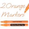 ARTISTRO 2 White Acrylic Paint Markers – 0.7mm Extra Fine-Tip Paint Pens – Perfect for Crafting, Art Projects, & More(Orange)