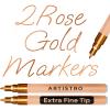 ARTISTRO 2 White Acrylic Paint Markers – 0.7mm Extra Fine-Tip Paint Pens – Perfect for Crafting, Art Projects, & More(Rose Gold)