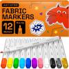 ARTISTRO 24 Fabric Markers – Fine Tip Fabric Markers Permanent for Clothes – No Bleed Pens for T-Shirts, Bags, Textile, Canvas, and more(12 fabric)