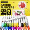 ARTISTRO 24 Fabric Markers – Fine Tip Fabric Markers Permanent for Clothes – No Bleed Pens for T-Shirts, Bags, Textile, Canvas, and more(24 fabric)