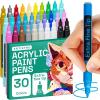 ARTISTRO 30 Acrylic Paint Pens, Art Set Acrylic Paint Markers, Fabric Markers for Textile, Canvas, Rock, Glass, Wood, Paper, DIY, for Kids and Adults, Extra Fine(30 Extra Fine Tip)