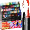 ARTISTRO 36 Brush Marker Pens Coloring Markers for Adults Brush Tip & 0.4mm Fineliner Pens Coloring Markers No Bleeding(100 dual tip brush + fineliner)
