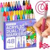 ARTISTRO 48 Acrylic Paint Markers for Rock, Fabric, Wood, Glass, Craft, Decoration – Dual-Tip Paint Pens – Stocking Stuffers, Christmas Gift Idea for Teens, Grandkids, Kids – Art Supplies