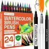 ARTISTRO 48 Watercolor Markers with Flexible Paint Brush Pens for Pros & Beginners – Consistent, Smooth, Bright, Washable, Non-Toxic, Ideal for Coloring, Calligraphy, & Manga(24 Brush Tip)