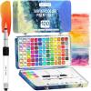 ARTISTRO Metallic Watercolor Paints Set of 18, Palette set Including 12 Metallic Glitter Watercolor and 6 Chameleon Colors. Perfect Travel Watercolor Set for Artists, Amateur Hobbyists and Painting Lovers(100 colors Full Size)