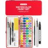 ARTISTRO Watercolor Paint Set in Portable Box, Includes Metallic and Fluorescent Paints, 2 x Brushes, Watercolour Paper, Acrylic Markers, Travel kit for Artist and Beginners(50 Colors)