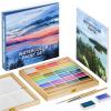 ARTISTRO x HANNAH M.P Professional Watercolor Paint Set Limited Edition with 24 colors in Bamboo Wooden Box (6ml XL Pans) – 2 Brushes, Watercolor Paper, Mixing Tray – Watercolor Set for Professionals made by professionals